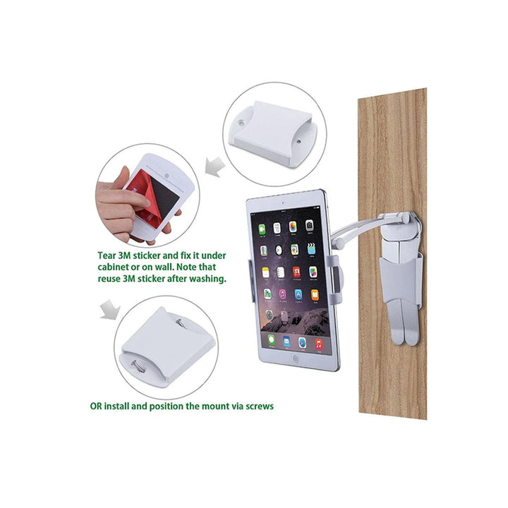 2-in-1 Kitchen Universal Tablet Holder Wall Mount Stand for 7-12.9 Inch Tablets