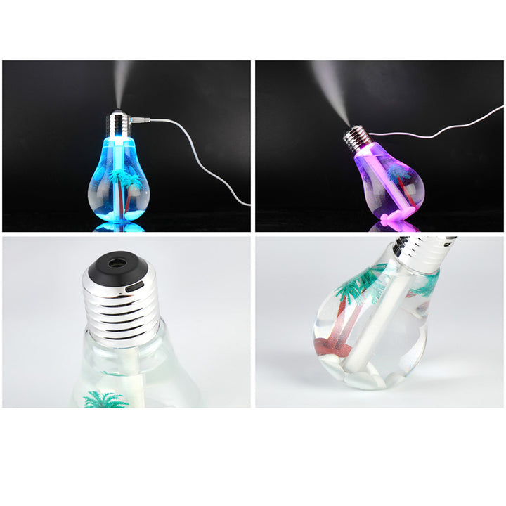 USB Portable Desktop Bulb Air Humidifier, Ultrasonic Humidifier with On/Off 7 Color Changing LED Night Lights