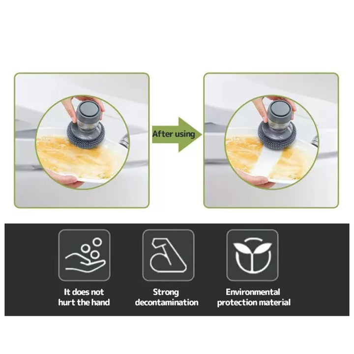 Stainless Steel Pressure 2 in 1 Washer Brush With Liquid Soap Dispenser