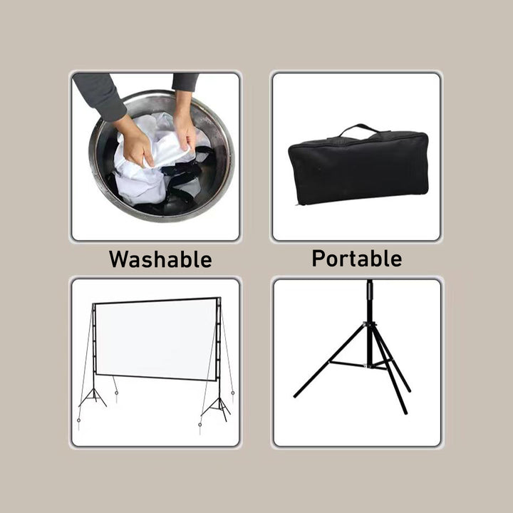 Portable Projector Screen with Stand Lightweight Foldable and Washable with a Bag (100 - 120 inches)  