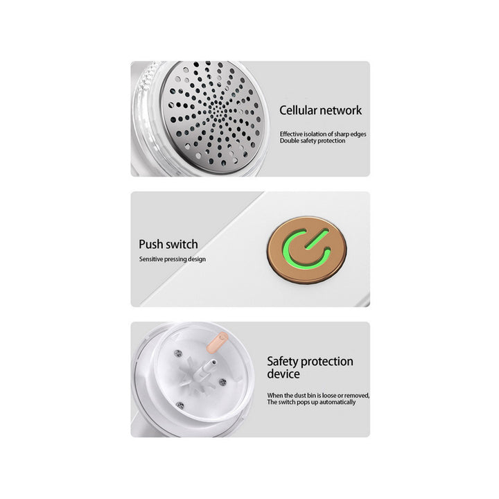 Safe and effective rechargeable fabric lint remover with USB fast charging port
