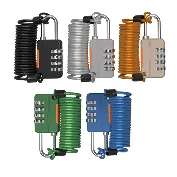 Multipurpose 4-digit Combination Lock with Strong Retractable Rope
