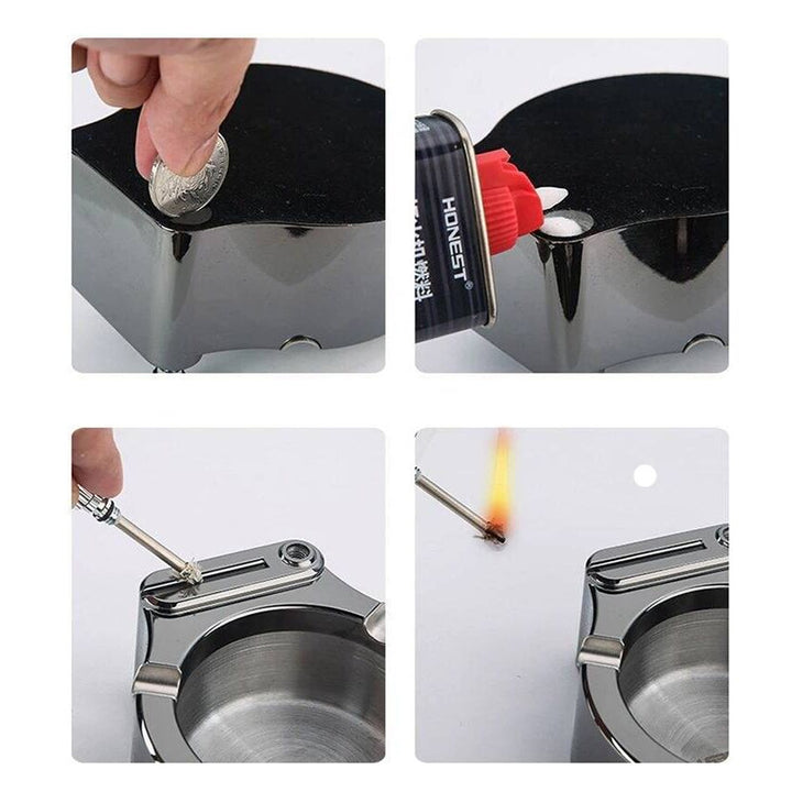 Practical Multifunctional Ashtray With Refillable Lighter High-quality Classic Design 