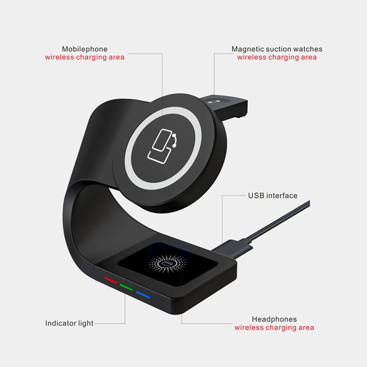 3-in-1 15W Multi-functional Wireless Charging Pad (Watch - Airpods - Phone)