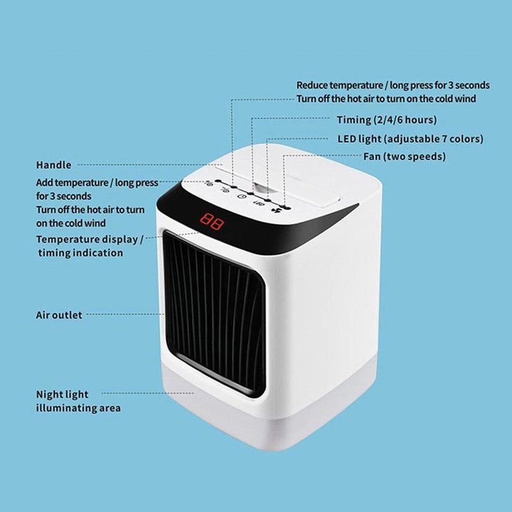 2-in-1 Cold Warm Dual Mode Digital Display Portable Desktop Mini Heater