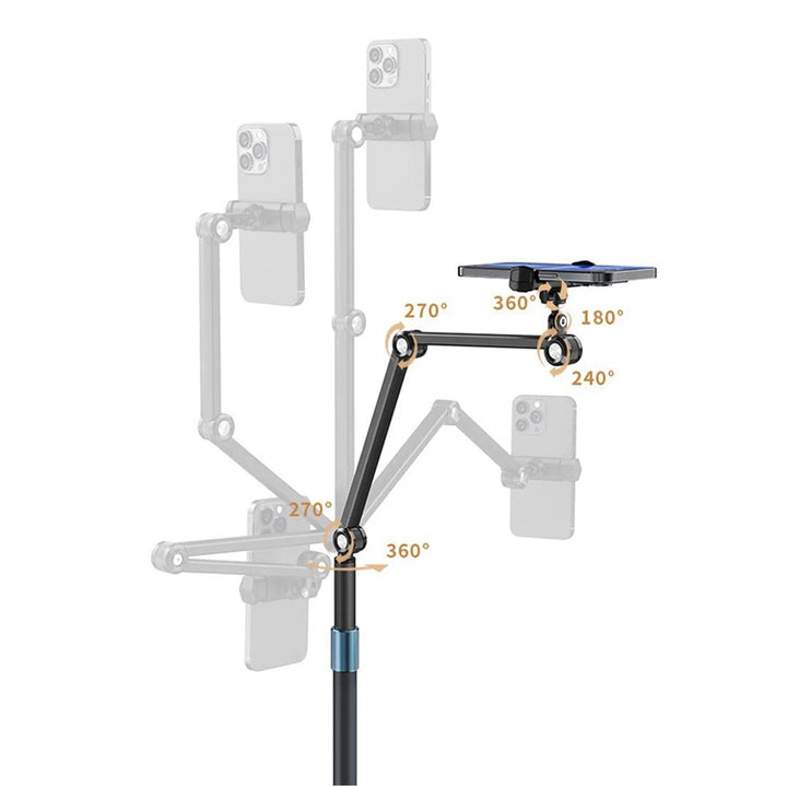 Mobile and Tablet Floor Stand Flexible Angle Adjustment with Adjustable Height