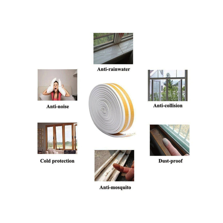 6M Foam Seal Strip Self Adhesive for Doors and for Windows Soundproofing Collision Avoidance Rubber Seal Tape 