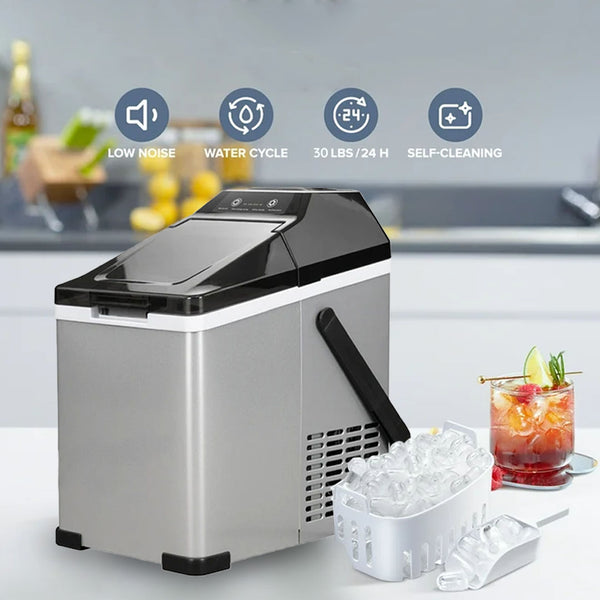 Portable Ice Maker 1.5L Capacity with Handle and Transparent Lid