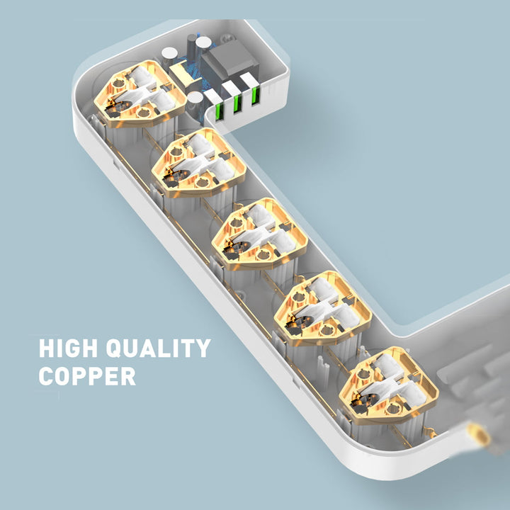 LDNIO Management Power Strip Box SC5309 With 5 Outlets and 3 USB Port -3.1A