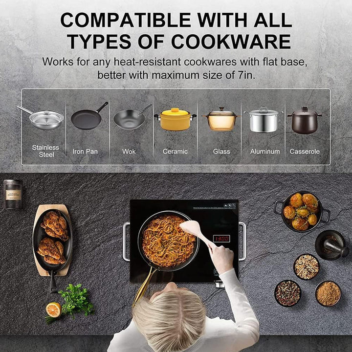 Smart Knob Electric Stove with LED Display, Touch Control Panel and Adjustable Temperature