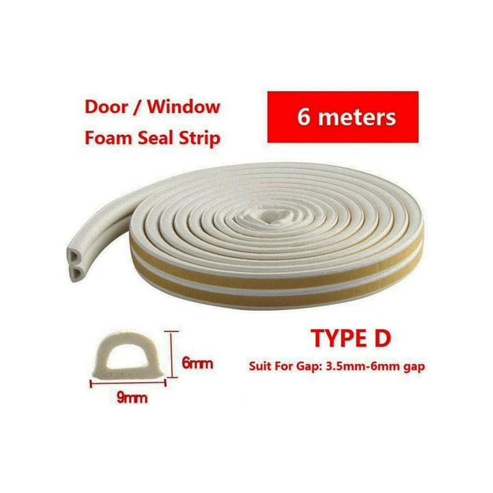 6M Foam Seal Strip Self Adhesive for Doors and for Windows Soundproofing Collision Avoidance Rubber Seal Tape 