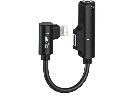 Havit H663 lightning Male to lightning Female and 3.5mm audio cable adapter