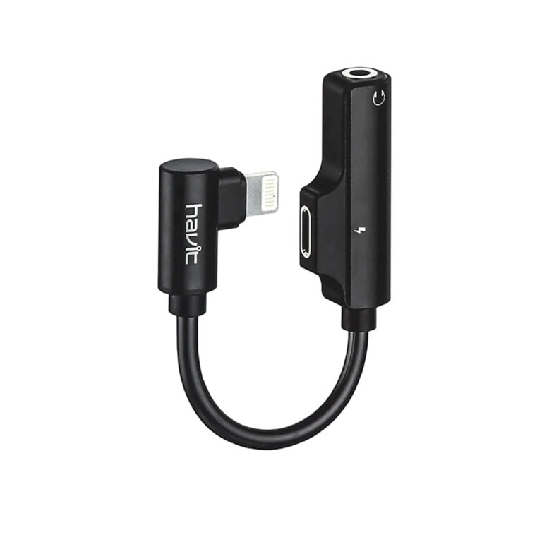 Havit H663 lightning Male to lightning Female and 3.5mm audio cable adapter