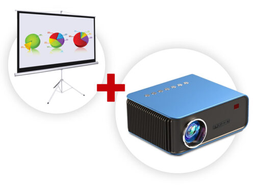 T4 Mini Projector HD WiFi Projector Home Video Projector + Tripod Projector Screen 100 Inch