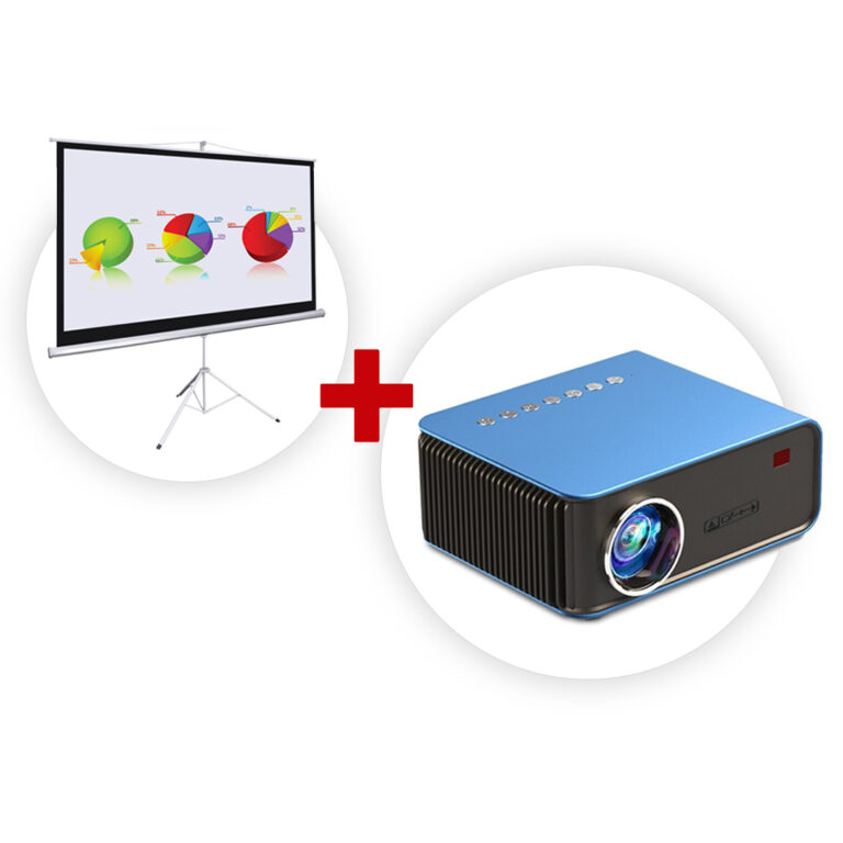 T4 Mini Projector HD WiFi Projector Home Video Projector + Tripod Projector Screen 100 Inch
