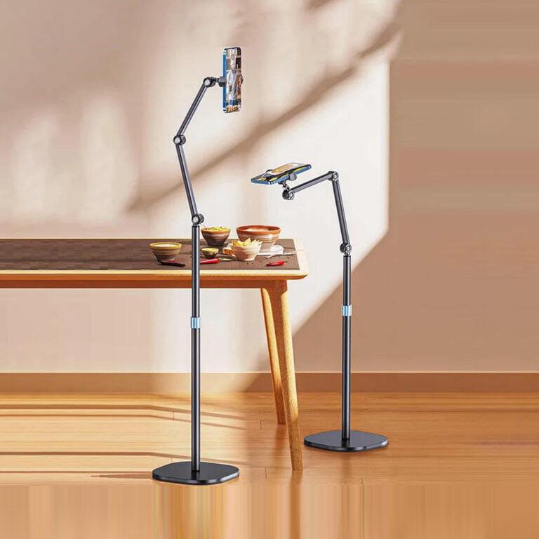 Mobile and Tablet Floor Stand Flexible Angle Adjustment with Adjustable Height