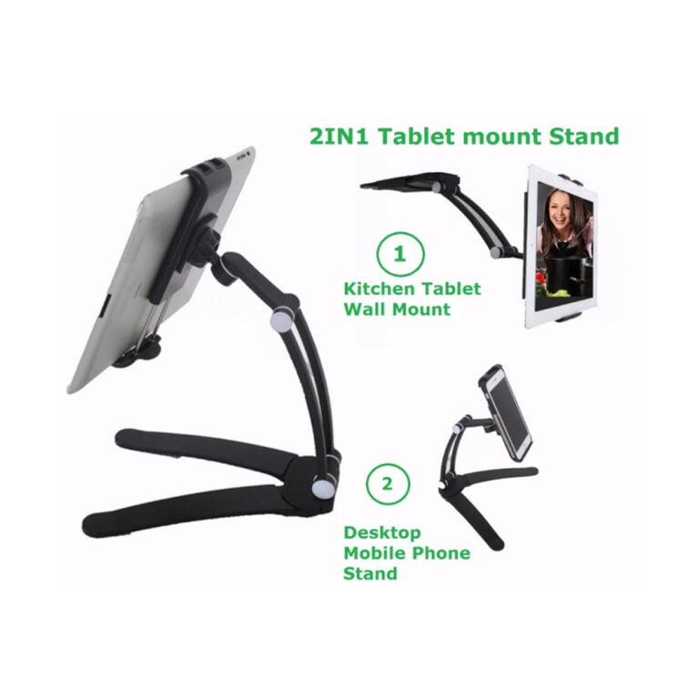 2-in-1 Kitchen Universal Tablet Holder Wall Mount Stand for 7-12.9 Inch Tablets