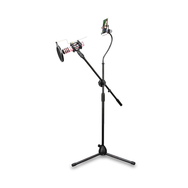 3 in 1 Proffessional Tripod Microphone & Phone Stand (Floor Type) Support With Angle Adjustment