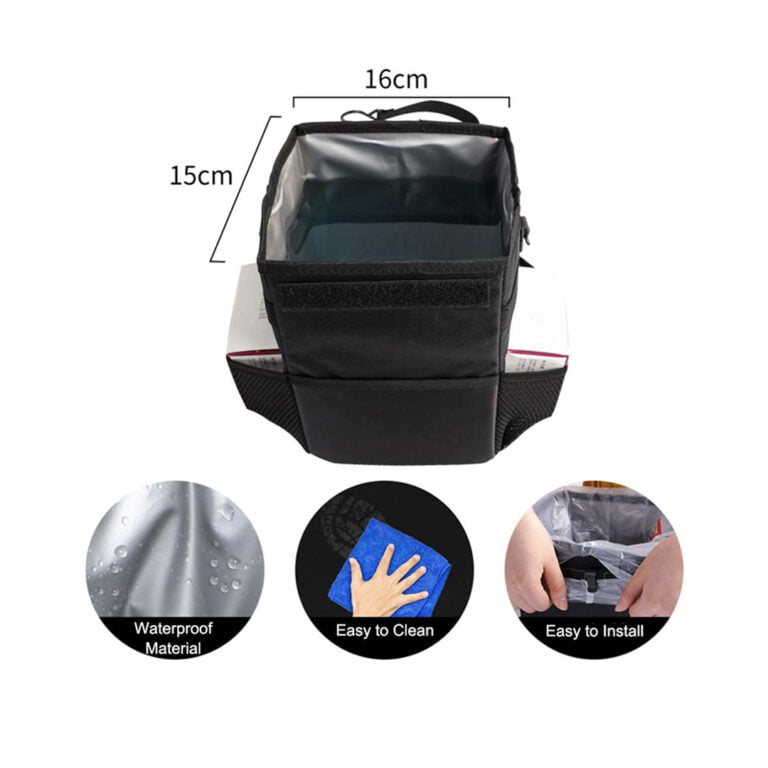 Portable Folding Car Trash Can with Lid and Storage Pockets Waterproof and Leak Proof