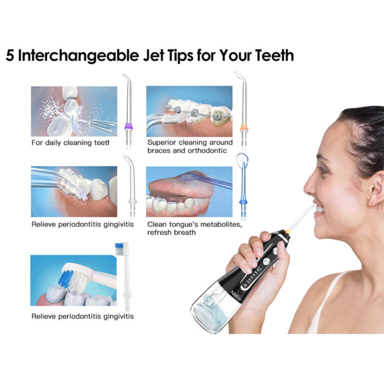 H2ofloss HF-6 - 300ml black Cordless Oral Irrigator USB Rechargeable Portable Dental Flosser