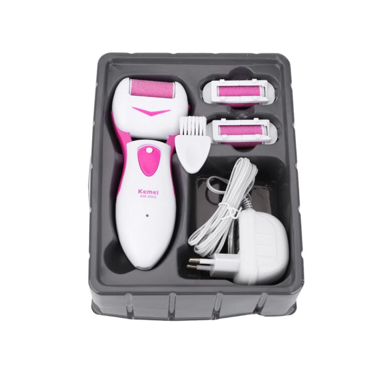 Kemei KM - 2502 New 3 in 1 Portable Electric Lady Foot Callus Remover with 2 Replaceable Heads