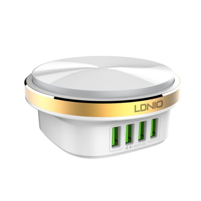 LDNIO A4406 4 Ports USB Desktop Charger Adapter with 310lm Luminance LED Press Lamp