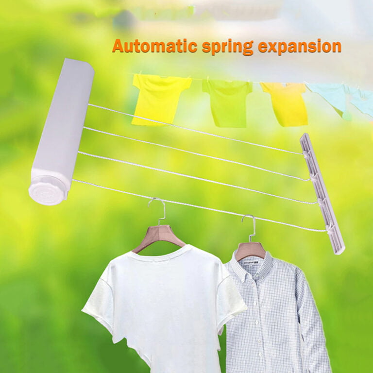 Clothes 4-Line Rack Wall Clothing Hanger Washing Rope
