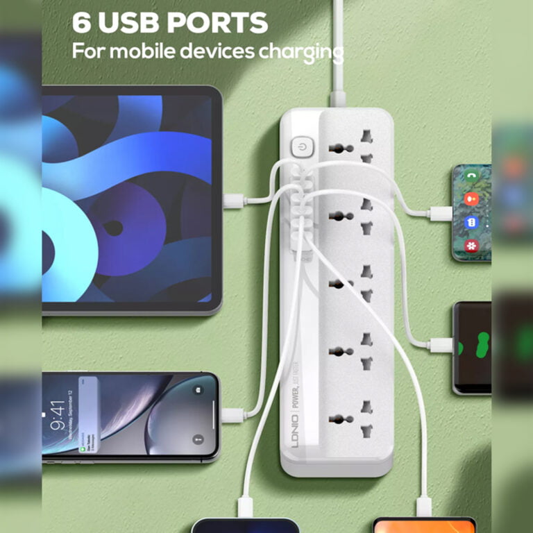 Ldnio Sc5614 Power Strip Surge Protector With 5 Ac Outlets And 6 USB Charging Ports