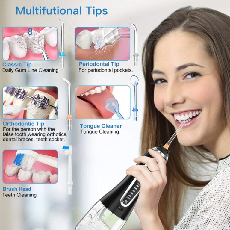 H2ofloss HF-6 - 300ml black Cordless Oral Irrigator USB Rechargeable Portable Dental Flosser