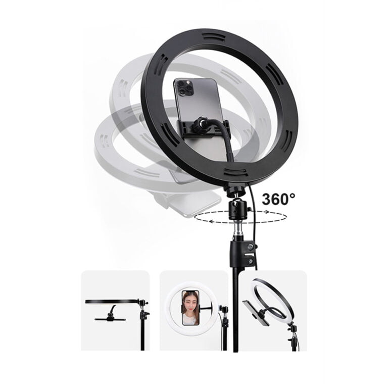 ROCK Dimmable LED Selfie Ring Light Video Live Tripod Fill Light (Multi-Phone-Holder Type)