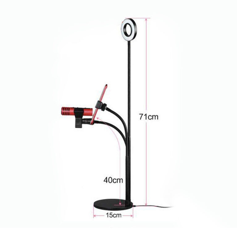 3 in 1 Phone Stand With Microphone Holder Selfie Ring Light For Live Stream Adjustable Long Arm Desk Stand