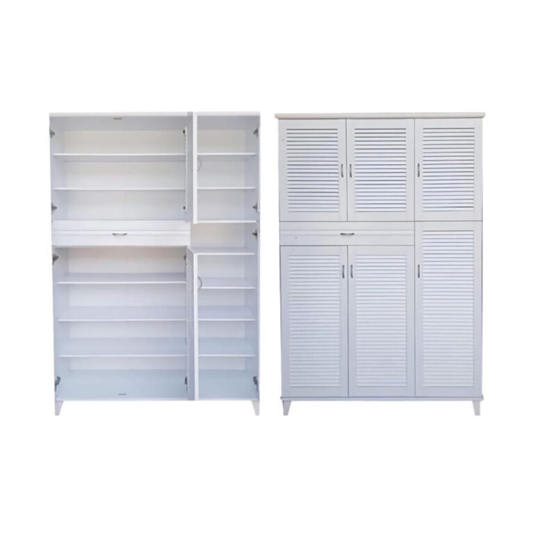 Large Shoe Cabinet 6 Doors and Drawer High-Quality Wood