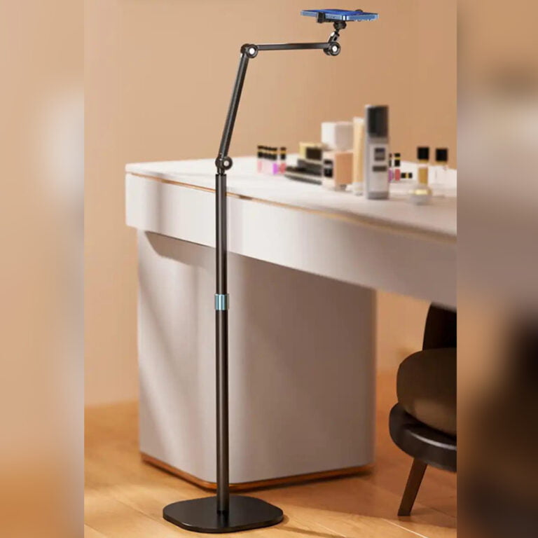 Mobile and Tablet Floor Stand Flexible Angle Adjustment with Adjustable Height
