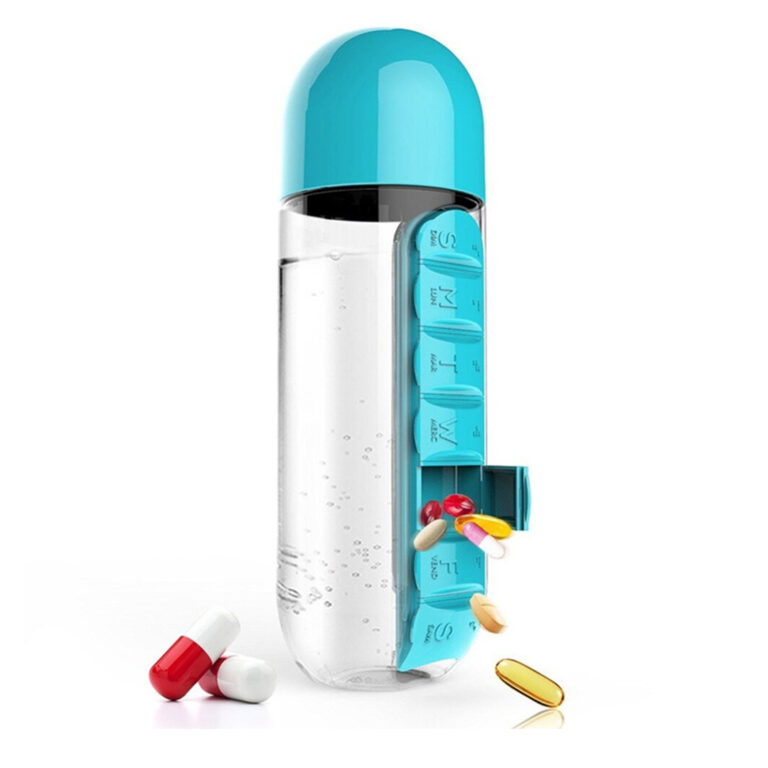 Pill & Vitamin Organizer Water Bottle - Assorted Colors