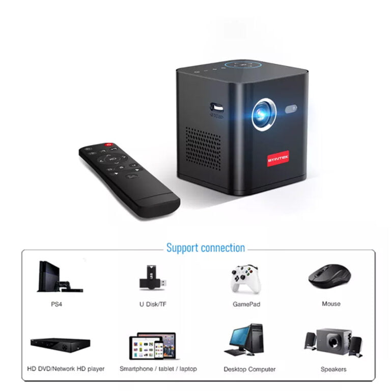 BYINTEK P19 Smart 3D 4K Projector with 7800mAh Battery and Speakers with Free Tripod Stand