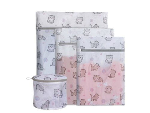 Laundry Bags Printed in the Shape of a Cat 4 Pieces of Different Sizes for All Kinds of Clothes