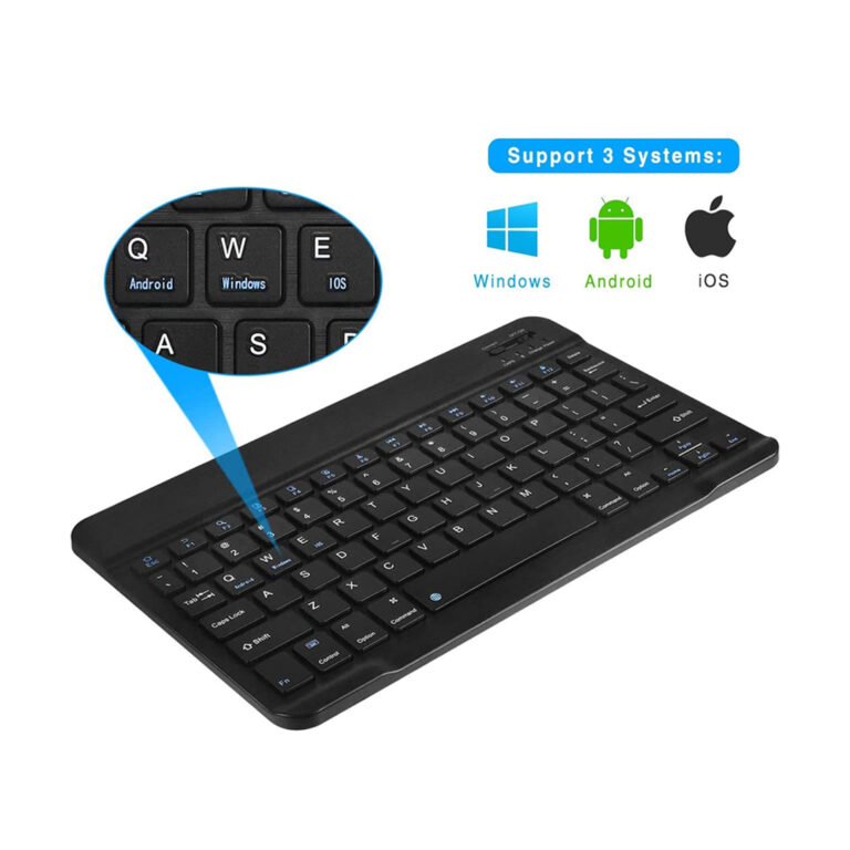 Wireless Bluetooth Keyboard Ultra-Thin Sleek Design for PC and Mobile Devices