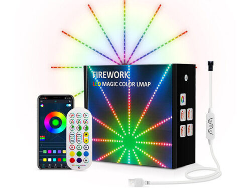 LED Fireworks Light Bar with Music Remote Control and RGB Sync