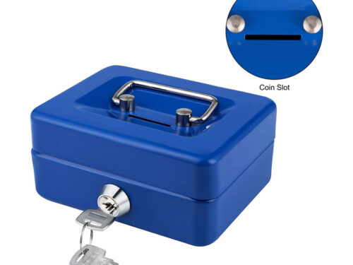 Metal Box With Lock Durable Double Layer Space Saving Cash Storage