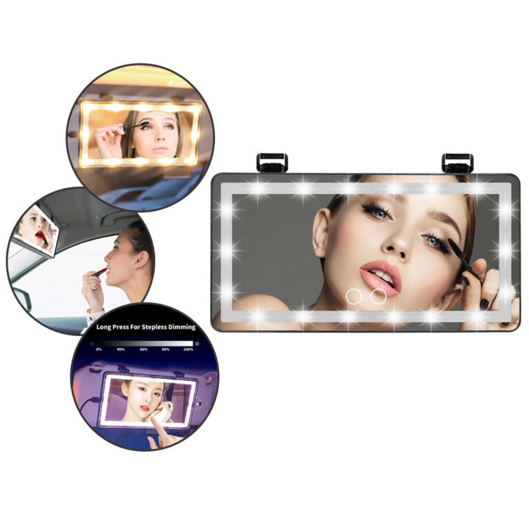 Ultra-thin Adjustable Car LED Light Makeup Mirror Fits Most Cars