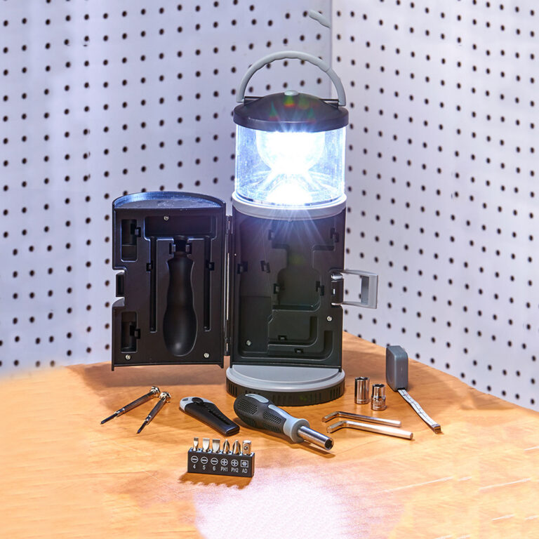 LED Lantern with 15-Pc. Tool Kit Organizer, Sockets, Screwdrivers, Allen Wrenches