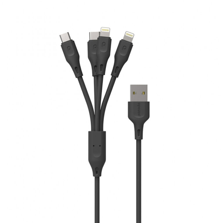 Porodo 4 in1 USB Cable Lightning / Type-C / Micro Durable Fast Charge and Data Cable