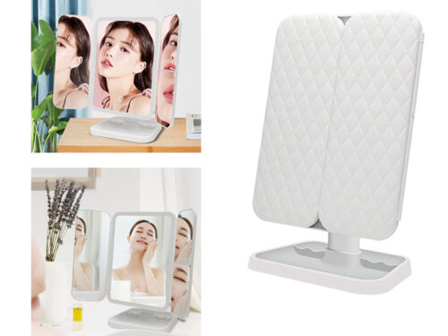 Adjustable Smart Lighted Makeup Mirror 180 Degree Rotatable with 3 LED Colors