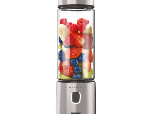 Powerology High-Powered Portable Juicer 450ml Stainless Steel and Borosilicate Glass