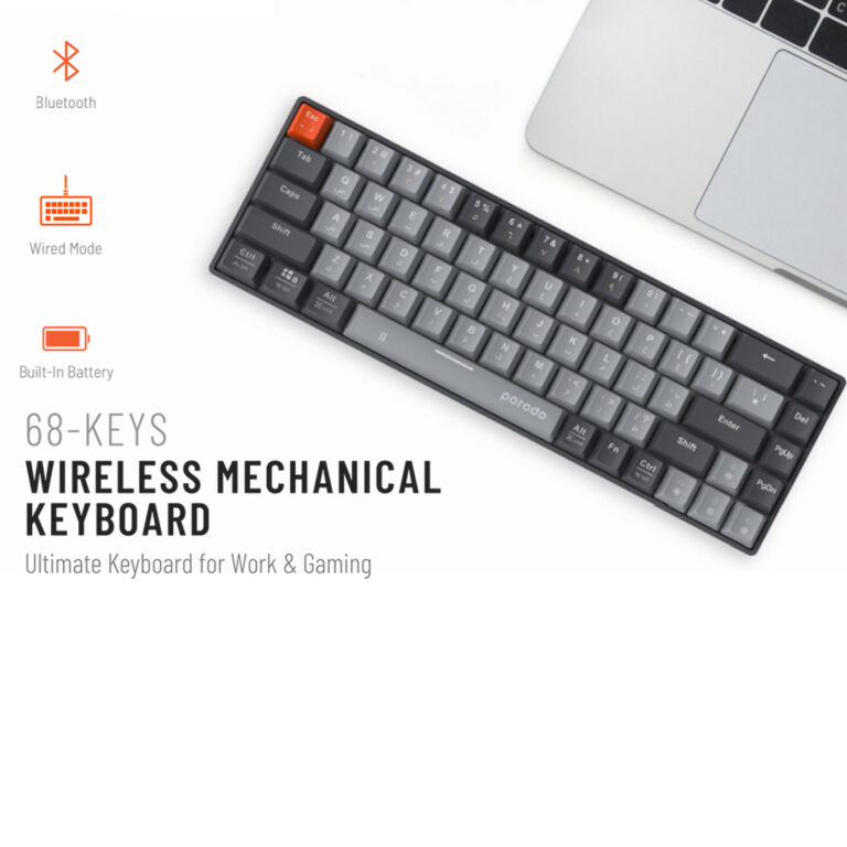Porodo 68-Keys Wireless Mechanical Keyboard ( English / Arabic )