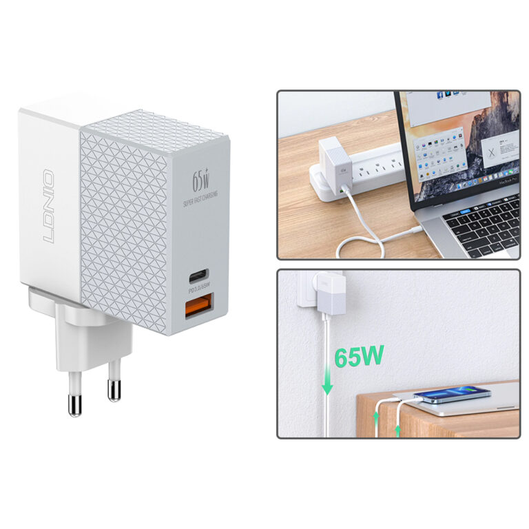 LDNIO A2620C 65W PD & QC 3.0 USB Type-C (2 Ports) High Power Charger Adapter