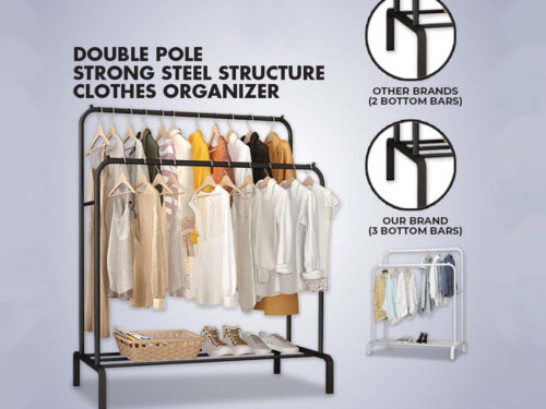 Multifunctional clothes stand with a modern and portable design