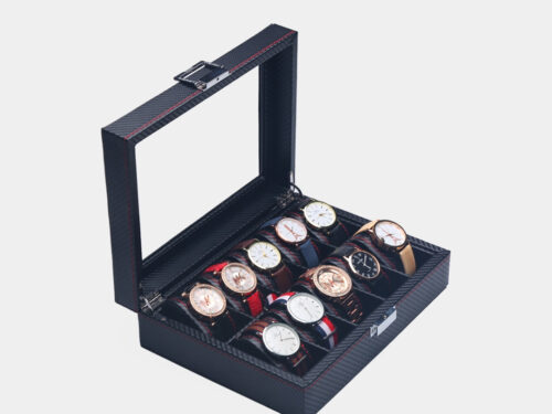 12 Slot Watch Organizer Watch Display Case Organizer With Glass Lid