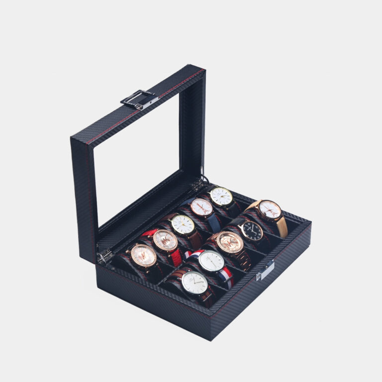 12 Slot Watch Organizer Watch Display Case Organizer With Glass Lid