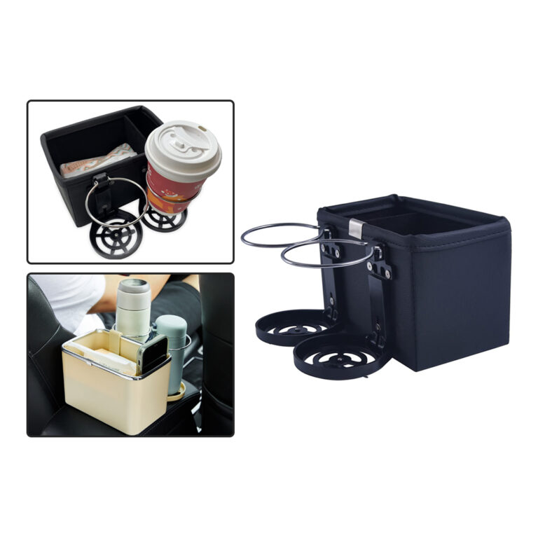 Car Storage Box Organizer Two Collapsible Cup Holders Multifunctional Storage Box